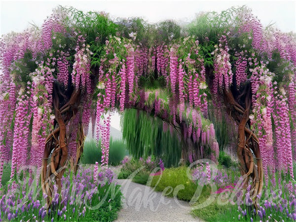 Kate Painterly Fine Art Wisteria Willow Enchanted Tree Bogen Hintergrund von Mini MakeBelieve - Kate Backdrop.de