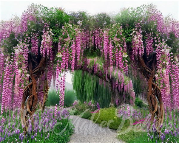 Kate Painterly Fine Art Wisteria Willow Enchanted Tree Bogen Hintergrund von Mini MakeBelieve - Kate Backdrop.de