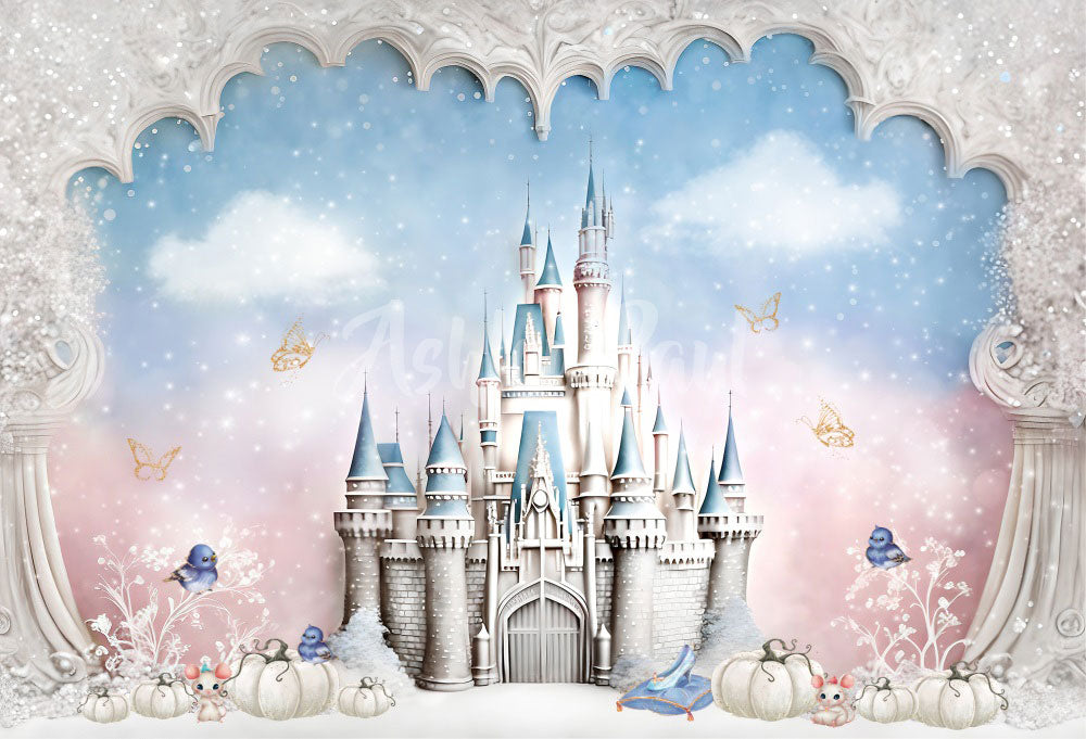 Kate Prinzessin Schloss Bluepink Hintergrund von Ashley Paul - Kate Backdrop.de