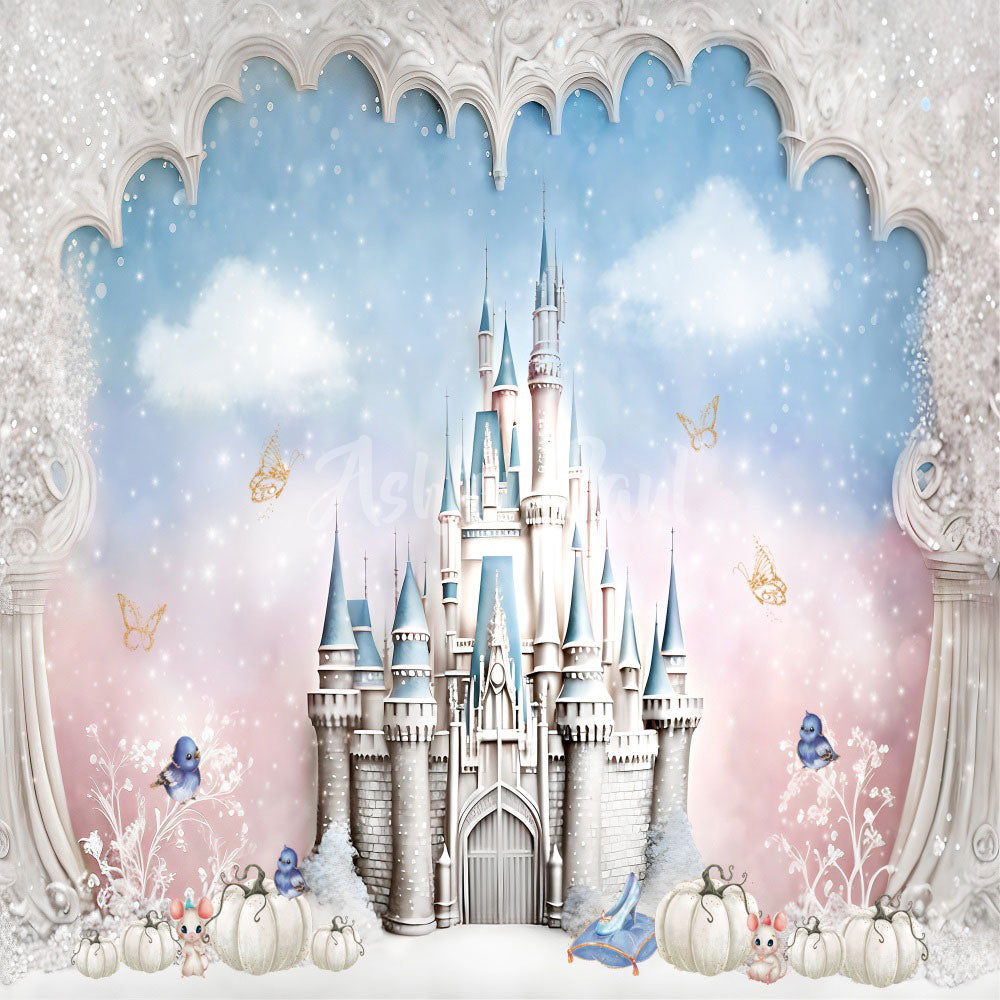 Kate Prinzessin Schloss Bluepink Hintergrund von Ashley Paul - Kate Backdrop.de