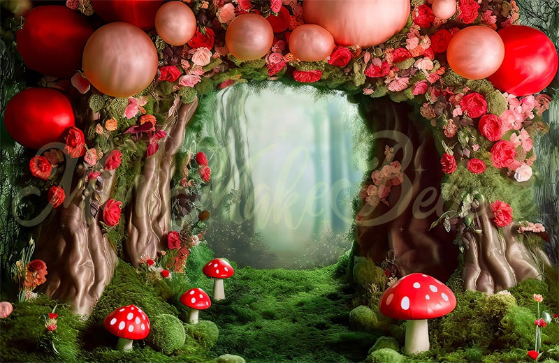 Kate Pilzwald mit verstreuten Luftballons als Hintergrund von Mini MakeBelieve