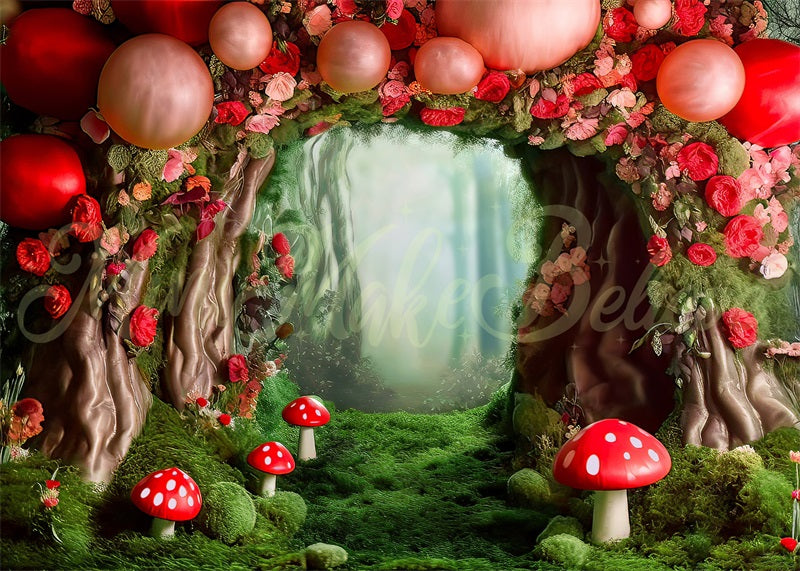Kate Pilzwald mit verstreuten Luftballons als Hintergrund von Mini MakeBelieve