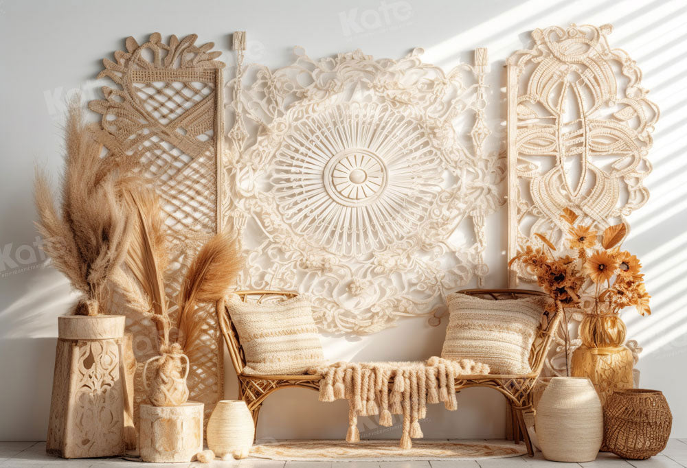 Kate Sommer Boho Zimmer Bamboo Stuhl Hintergrund von Chain Photography - Kate Backdrop.de