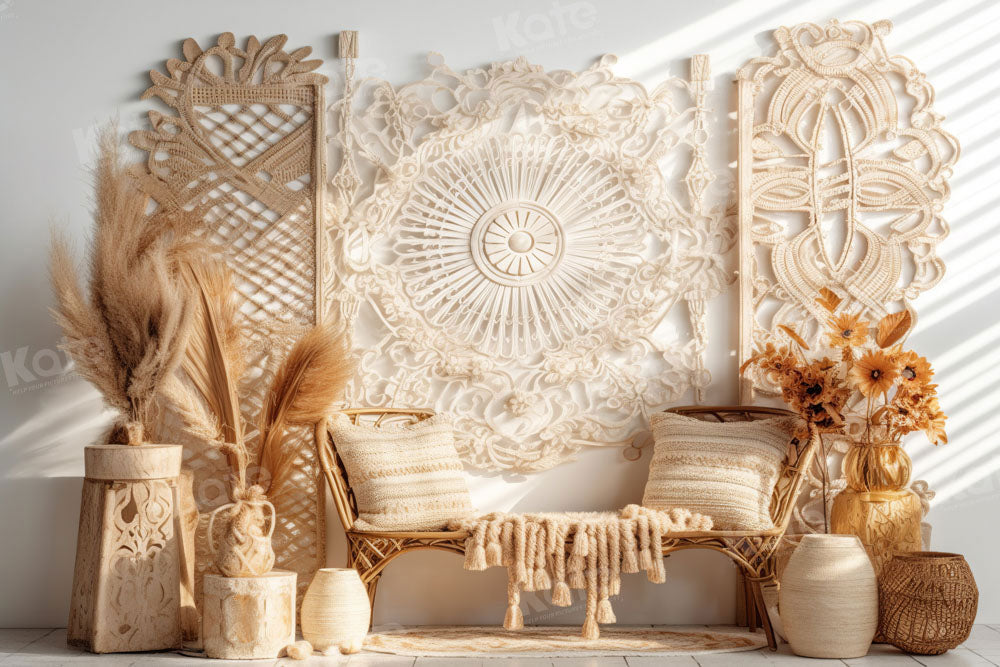 Kate Sommer Boho Zimmer Bamboo Stuhl Hintergrund von Chain Photography - Kate Backdrop.de