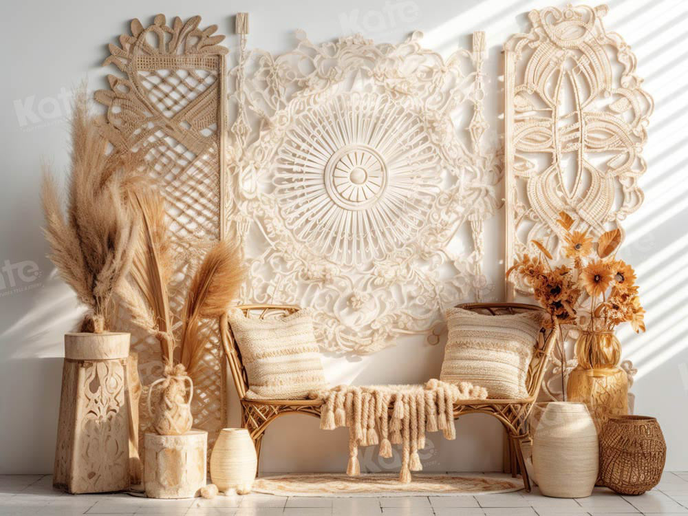 Kate Sommer Boho Zimmer Bamboo Stuhl Hintergrund von Chain Photography - Kate Backdrop.de