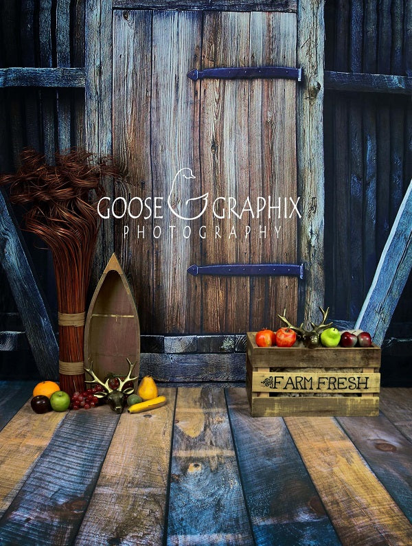 Barn Door Harvest Wooden Backdrop