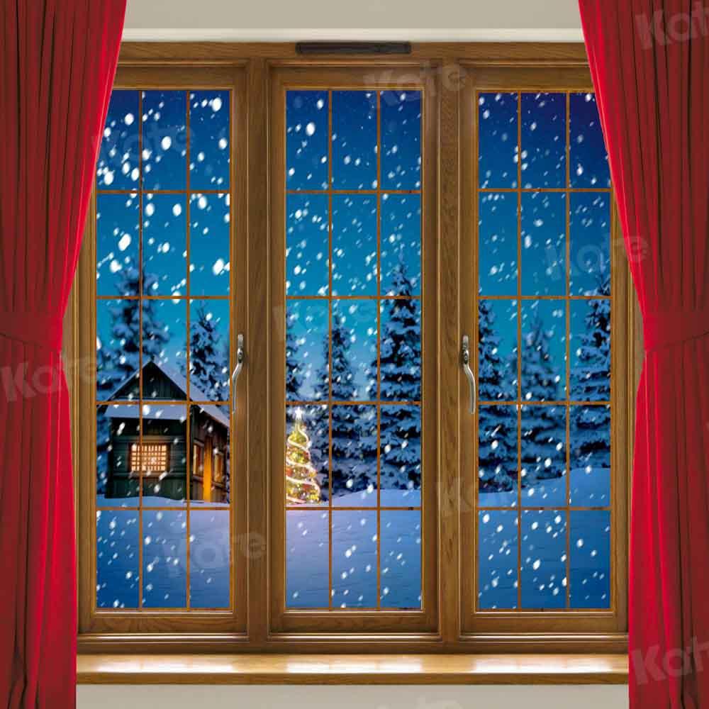 Kate Weihnachten Roter Vorhang Hintergrund Winter für Fotografie von Chain Photography - Kate Backdrop.de
