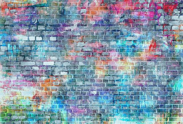 Kate Backsteinmauer-Fotografie-Hintergründe Bunter Malereigraffiti-Hintergrund - Kate Backdrop.de