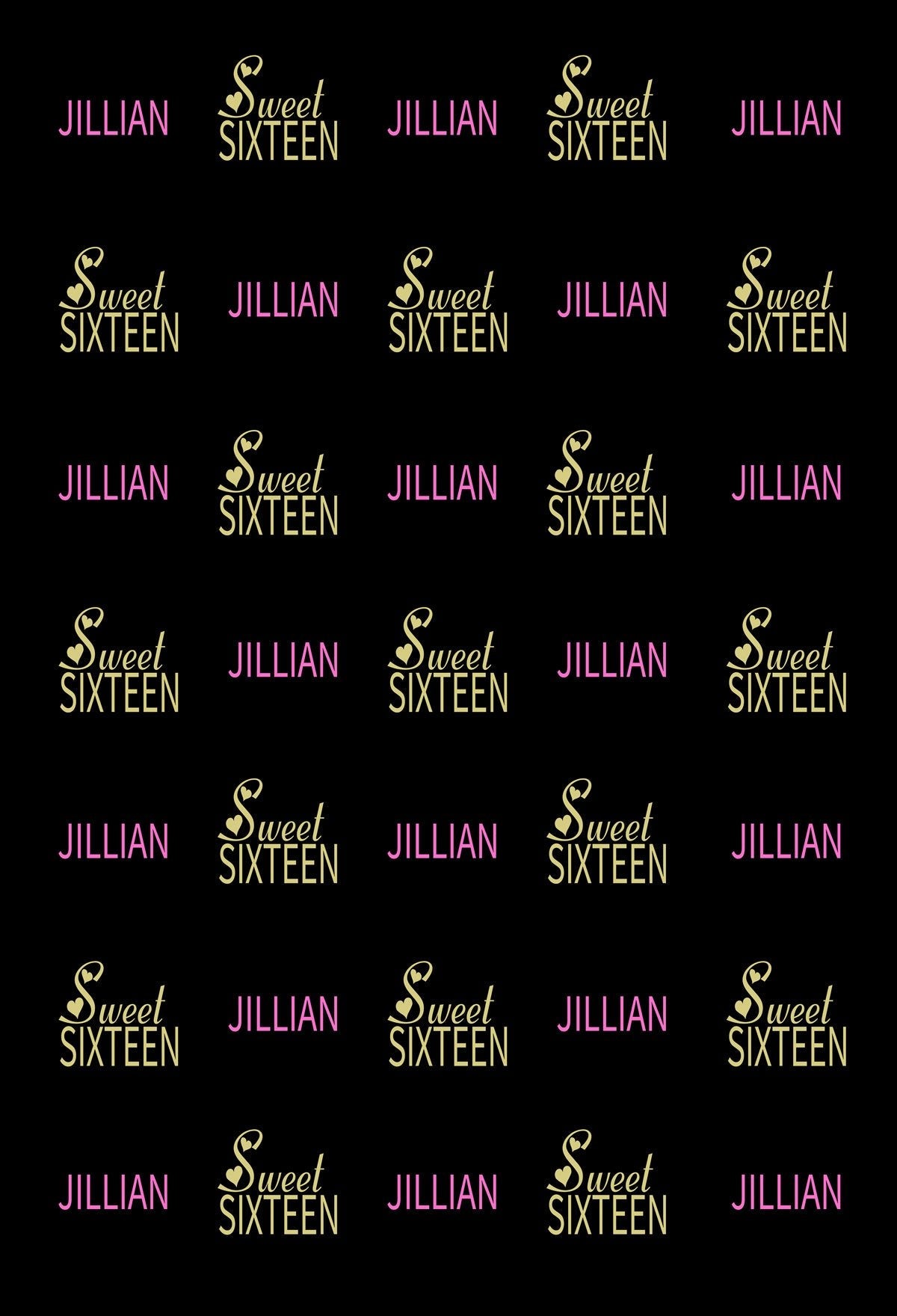 Katebackdrop:Kate Sweet Sixteen Birthday Party Black Backdrop with Yellow and Purple Letter