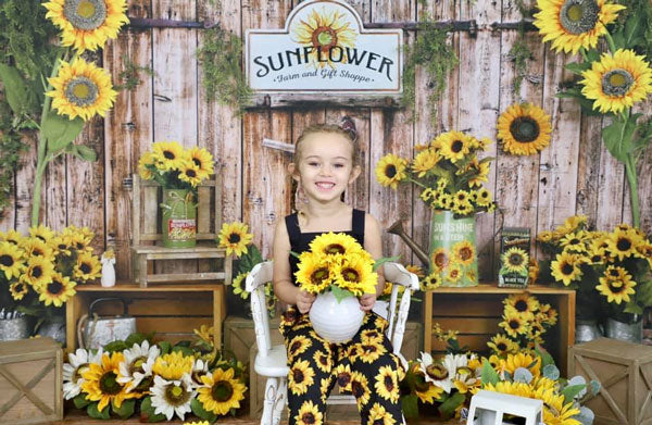 Kate Sonnenblume Geschenk Geschäft Holz Sommer Hintergrund - Kate Backdrop.de