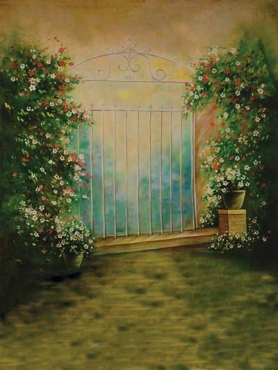 Katebackdrop:Kate Retro Style White Door Flowers Photography Backdrop