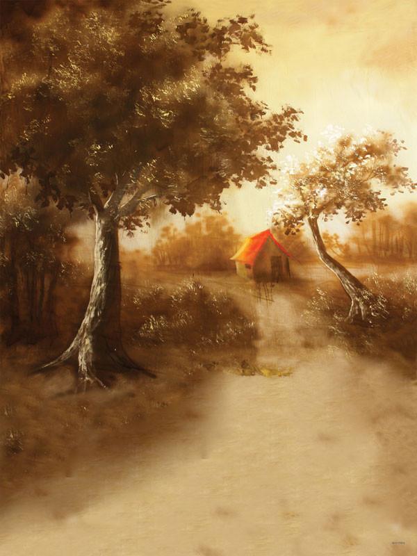 Katebackdrop:Kate Retro Style Colorful House Brown Photography Backdrops