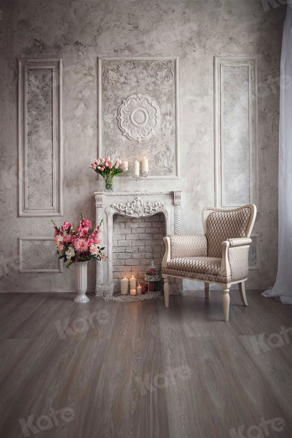 Kate Wohnzimmer Wand Boden Innenschloss Gebäude für die Hochzeit Hintergründe - Kate Backdrop.de