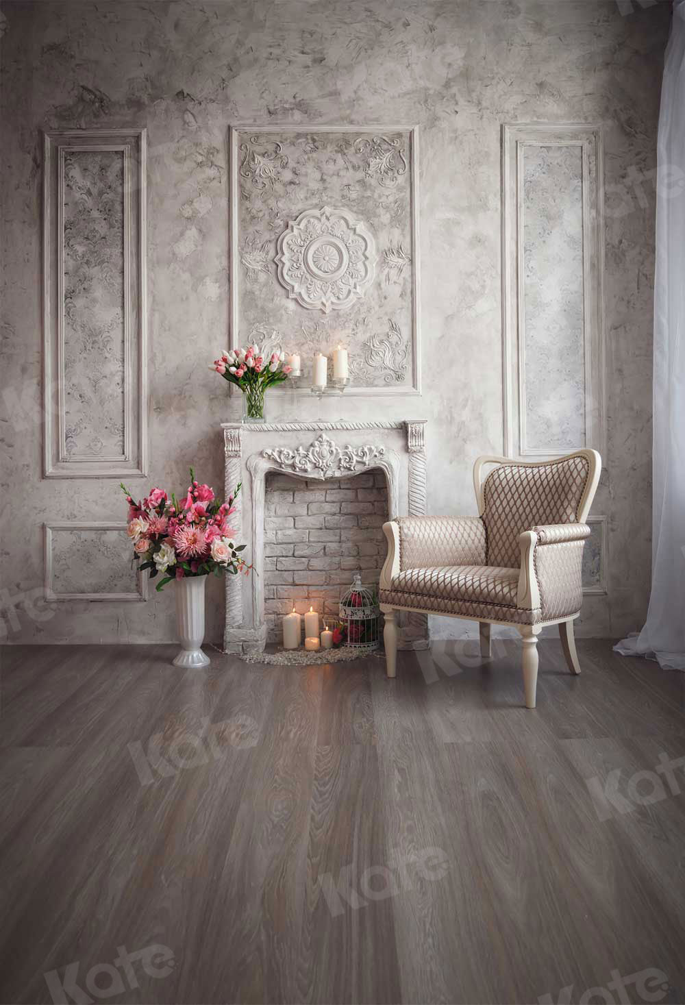 Kate Wohnzimmer Wand Boden Innenschloss Gebäude für die Hochzeit Hintergründe - Kate Backdrop.de