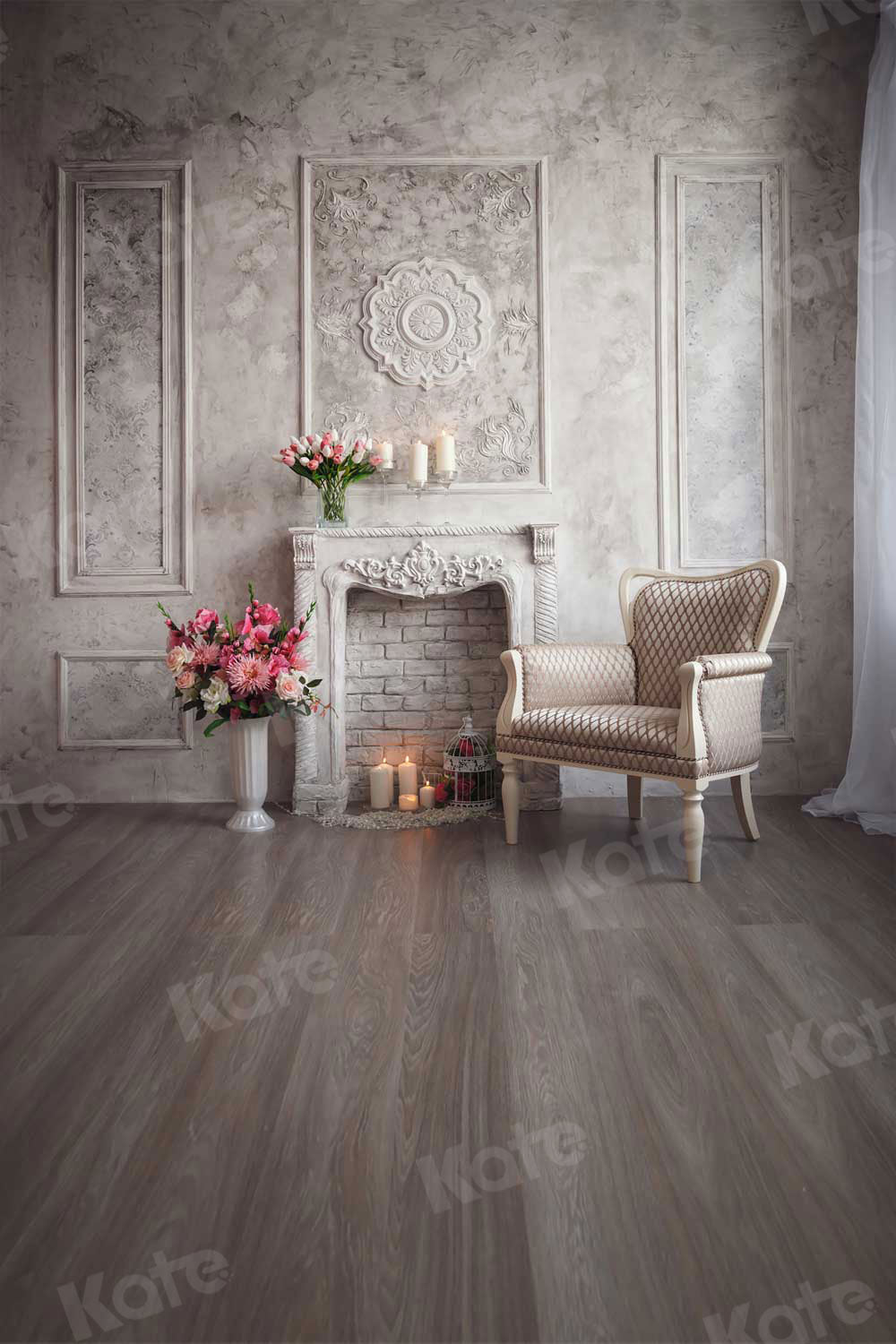 Kate Wohnzimmer Wand Boden Innenschloss Gebäude für die Hochzeit Hintergründe - Kate Backdrop.de