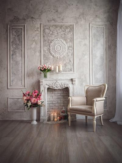 Katebackdrop：Kate Living Room Wall Floor indoor castle Building  for wedding Backdrops