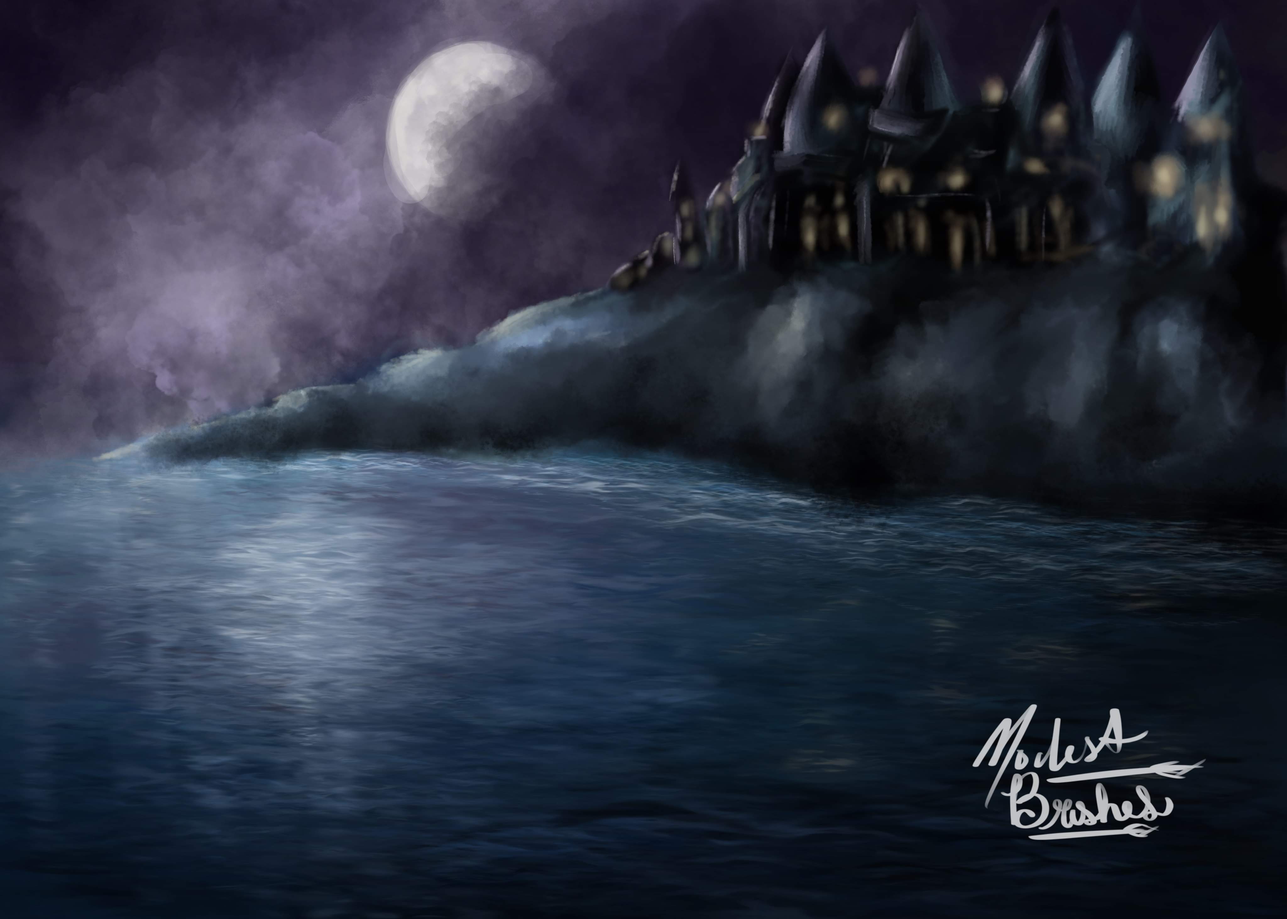 Zauberin Moonlit Schloss See
