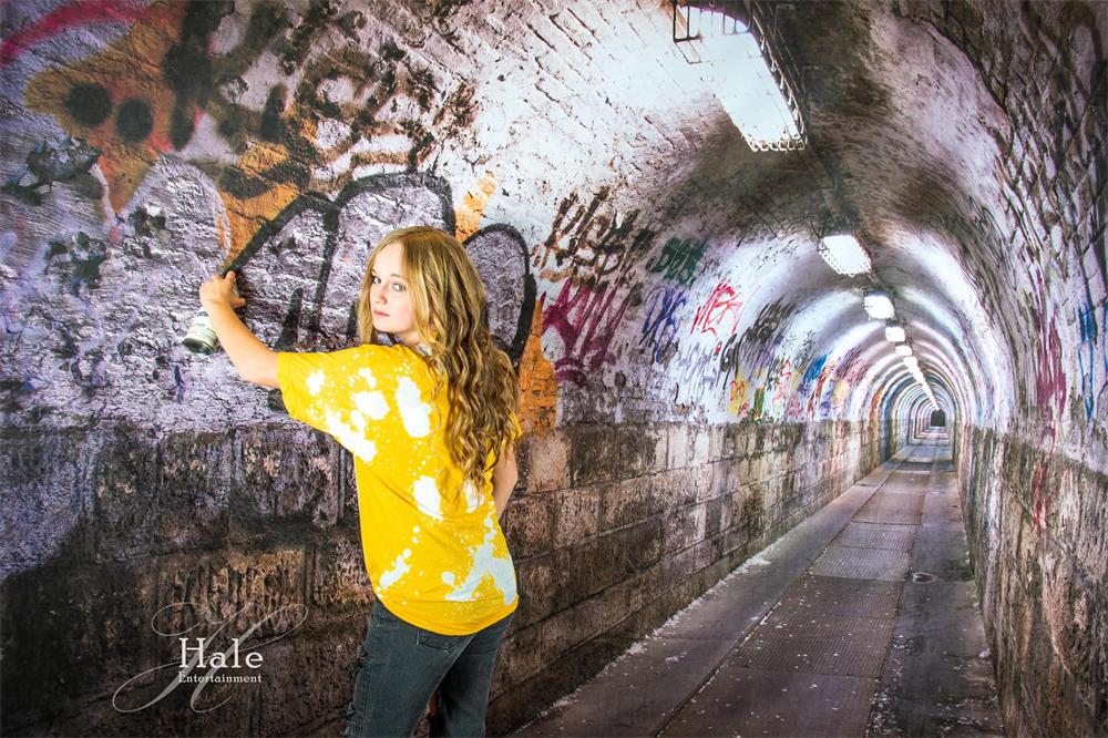 Kate Graffiti Wand Tunnel Gebäude Hintergrund für Fotografie - Kate Backdrop.de