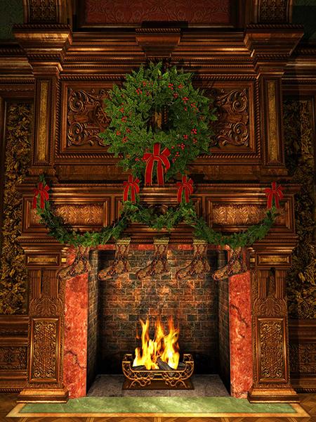 Katebackdrop:Kate Christmas Fireplace Stockings Backdrop Photography