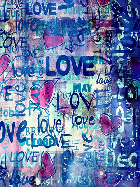 Katebackdrop:Kate Valentine's Day Photography Backdrop Love Graffiti Blue Background