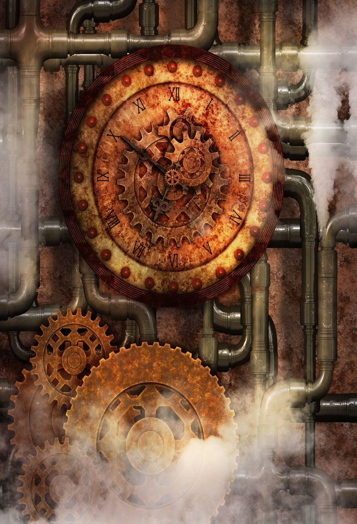 Katebackdrop:Kate Steampunk style background with gears and clocks