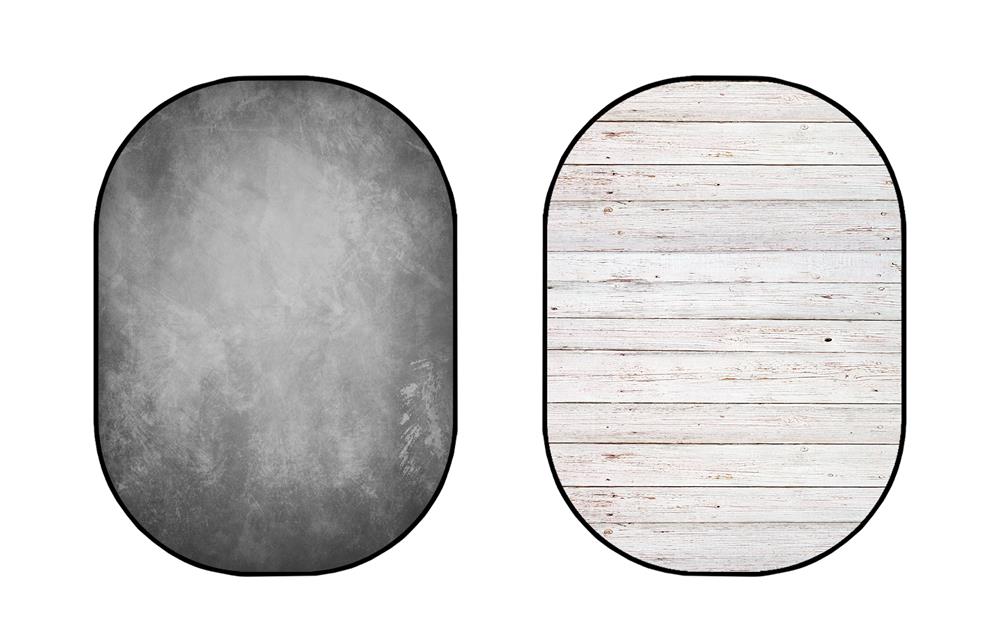 Kate Retrostil-weißes Holz / graue Beschaffenheit Falthintergrund Doppelseitig Fotografie 5X6.5ft(1.5x2m)