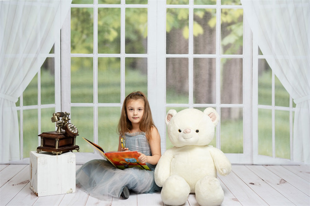 Kate Fenster weißer Vorhang Frühlingshintergrund Entworfen von JS Photography - Kate Backdrop.de