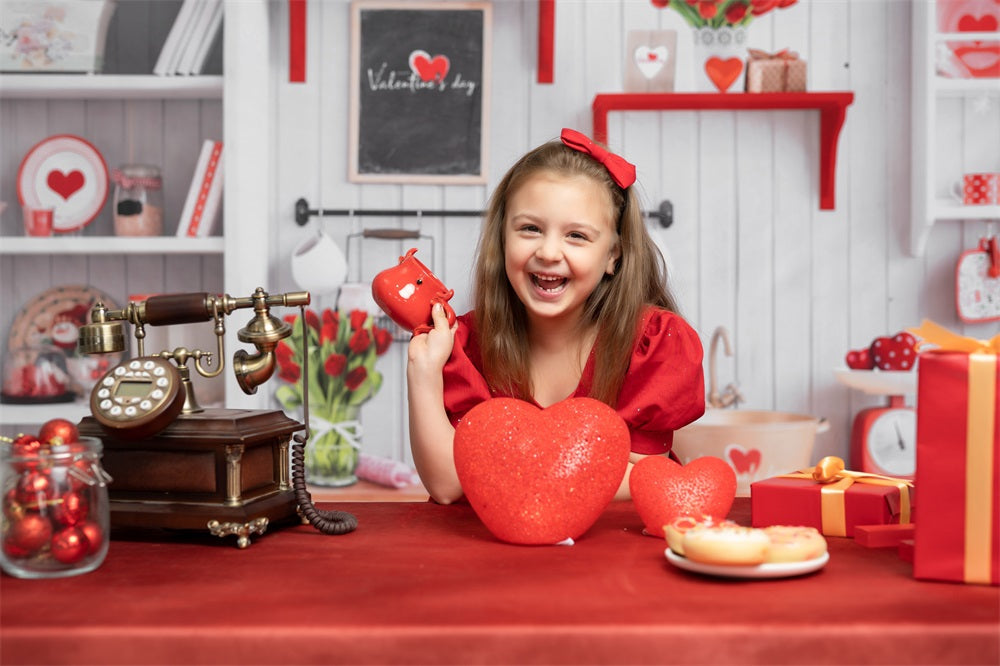 Kate Valentinstag Liebe Backen Küche Hintergrund für die Fotografie - Kate Backdrop.de