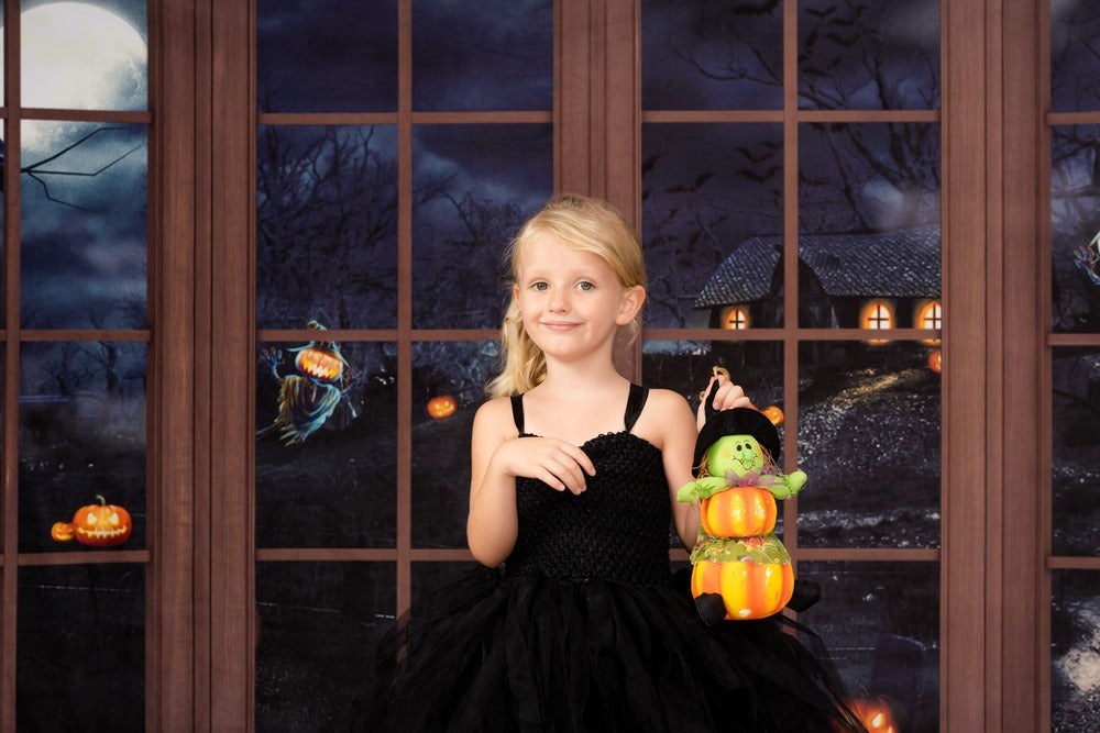 Kate Holz Fenster Halloween Hintergrund von Chain Photography - Kate Backdrop.de