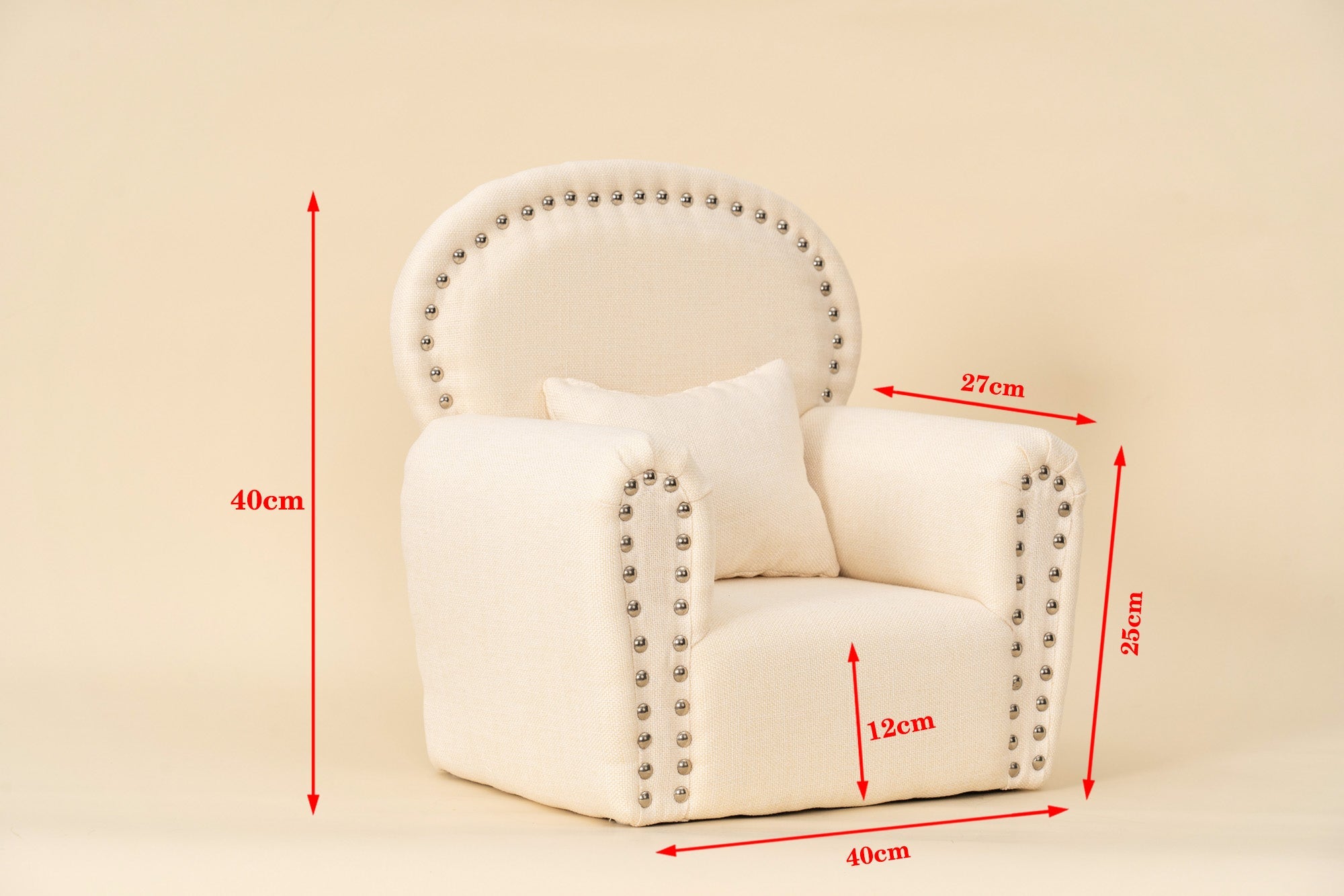 Kate Stoff Beige Mini Sofa mit Niete Neugeborenen Requisiten für die Fotografie - Kate Backdrop.de