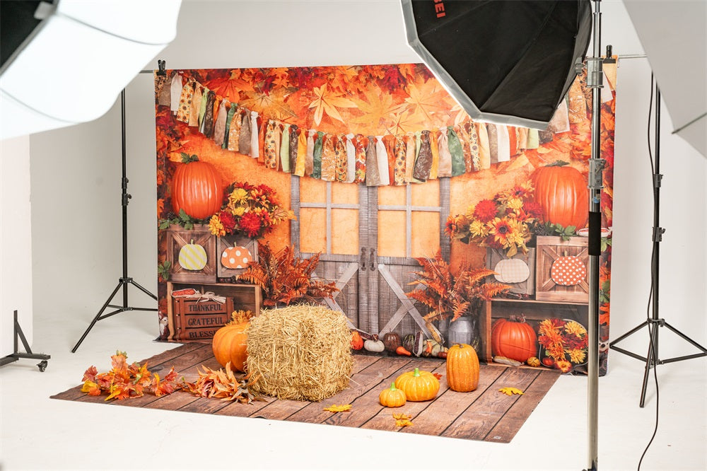 Kate Herbst Ernte Ahorn Blatt und Kürbis Hintergrund für Fotografie - Kate Backdrop.de