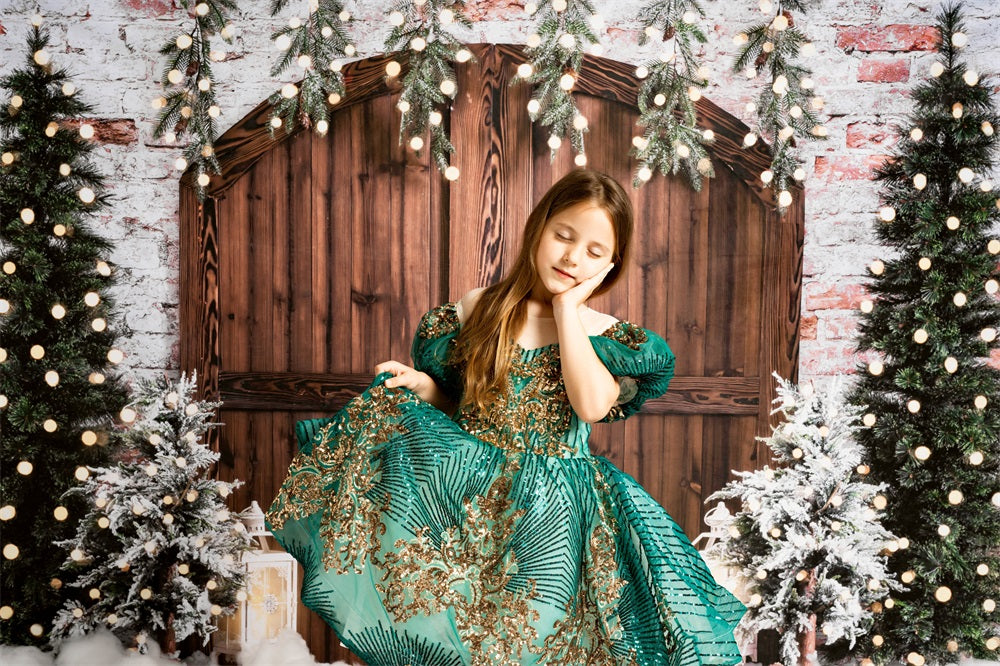 Kate Weihnachten Hintergrund Winter Backsteinmauer von Emetselch - Kate Backdrop.de