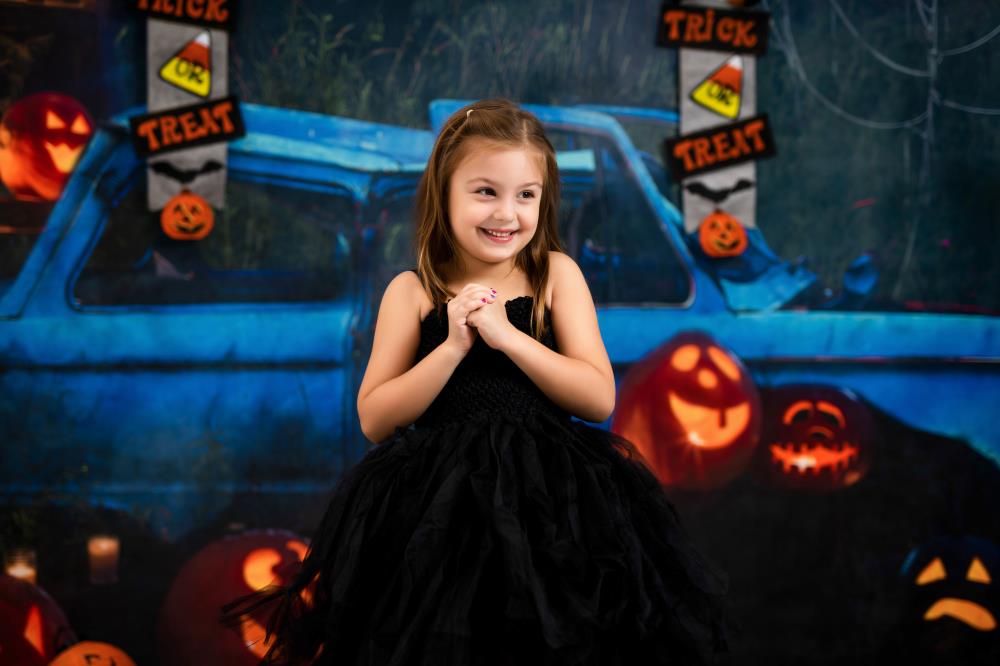 Kate Halloween Kürbis Auto Hintergrund Herbstnacht für Fotografie - Kate Backdrop.de
