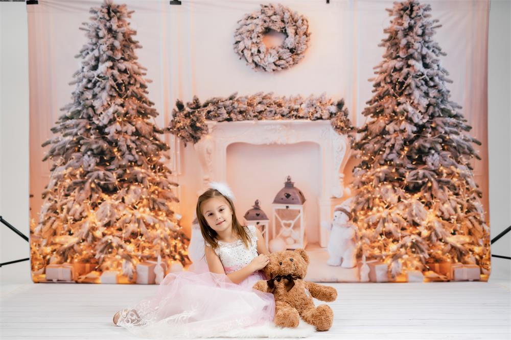 Kate Weihnachten weißer Kaminhintergrund für Fotografie