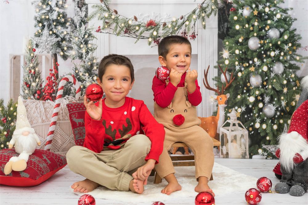 Kate Weihnachten Baum Elch Ziegel Kamin Hintergrund von Emetselch - Kate Backdrop.de