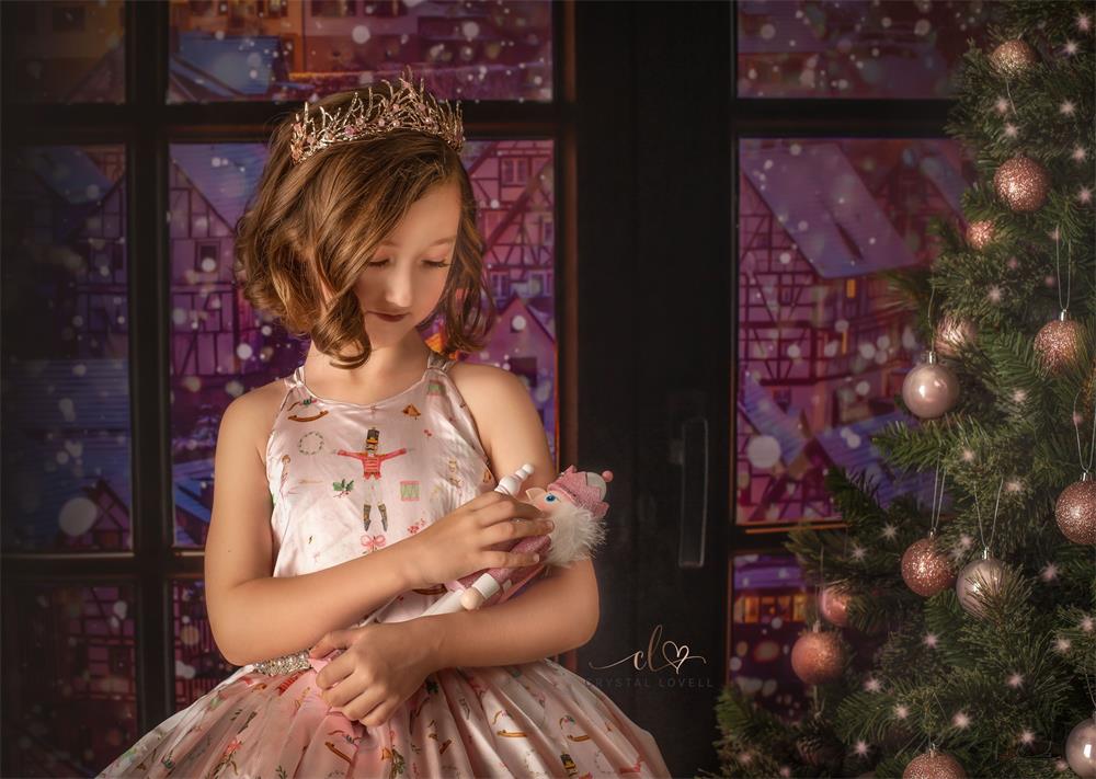 Kate Weihnachten Hintergrund Fenster Schnee Haus von Chain Photography