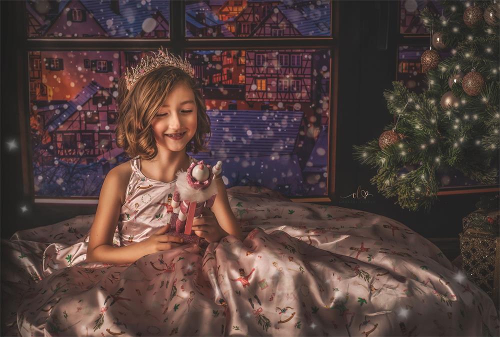 Kate Weihnachten Hintergrund Fenster Schnee Haus von Chain Photography