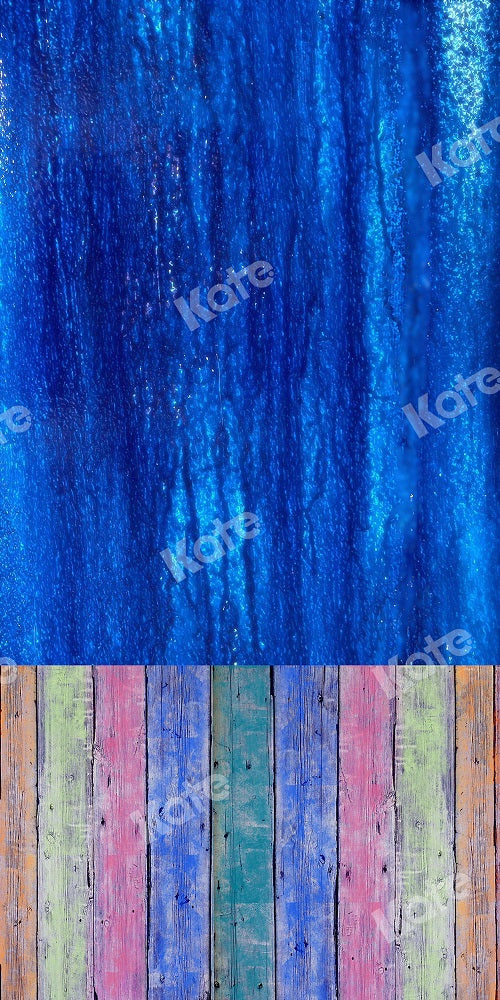 Kate Kombibackdrop Blauer abstrakter schäbiger Holz Hintergrund - Kate Backdrop.de