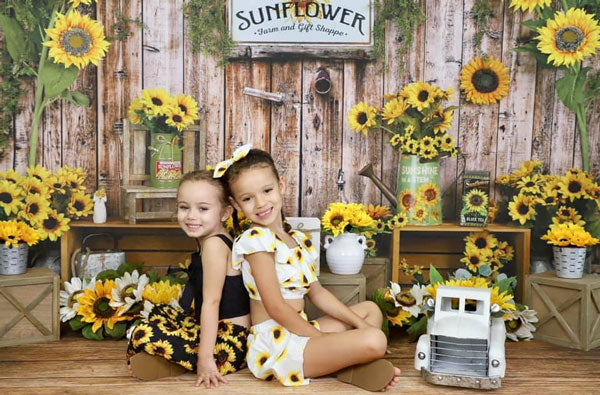 Kate Sonnenblume Geschenk Geschäft Holz Sommer Hintergrund - Kate Backdrop.de
