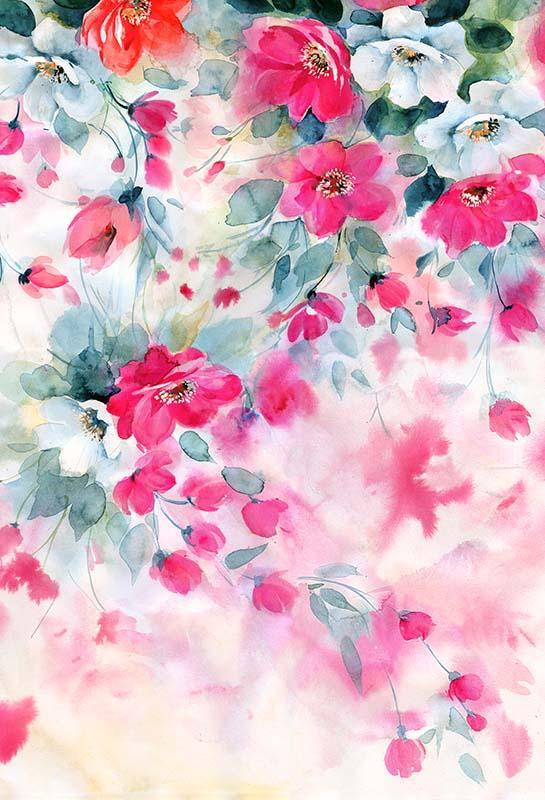 Kate Frühling Fine Art weiß rot Blumen Hintergrund von Chain Photography - Kate Backdrop.de