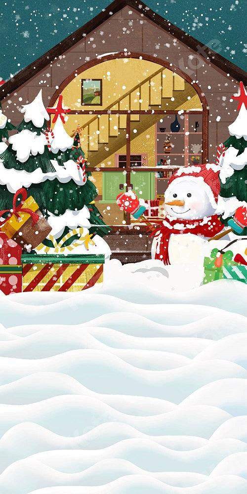 Kate Kombibackdrop Winter Schnee Kinder Weihnachten Schneemann Fotohintergrund - Kate Backdrop.de