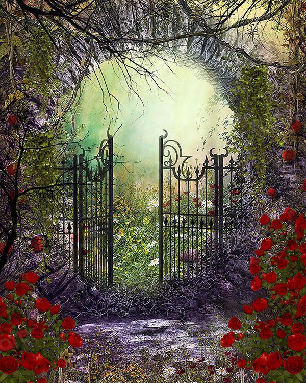 Kate Frühling Tür Märchen Garten fantastischer Hintergrund von Chain Photography - Kate Backdrop.de