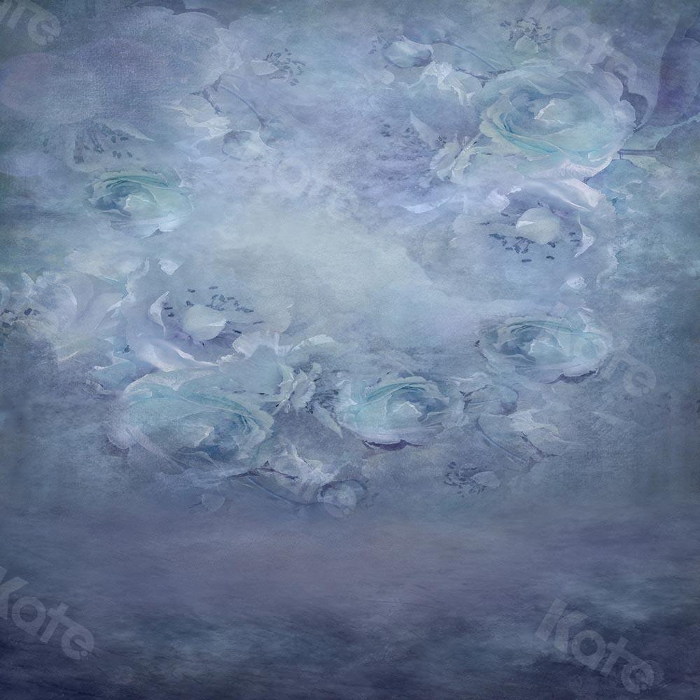 Kate Fine Art Blumen Grau Blau Hintergrund Entworfen von Chain Photography - Kate Backdrop.de