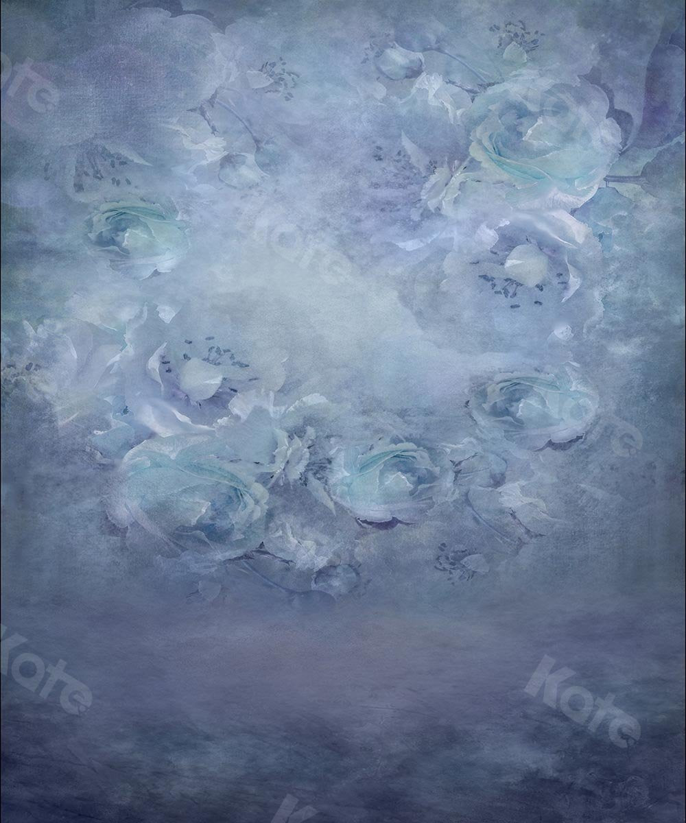 Kate Fine Art Blumen Grau Blau Hintergrund Entworfen von Chain Photography - Kate Backdrop.de