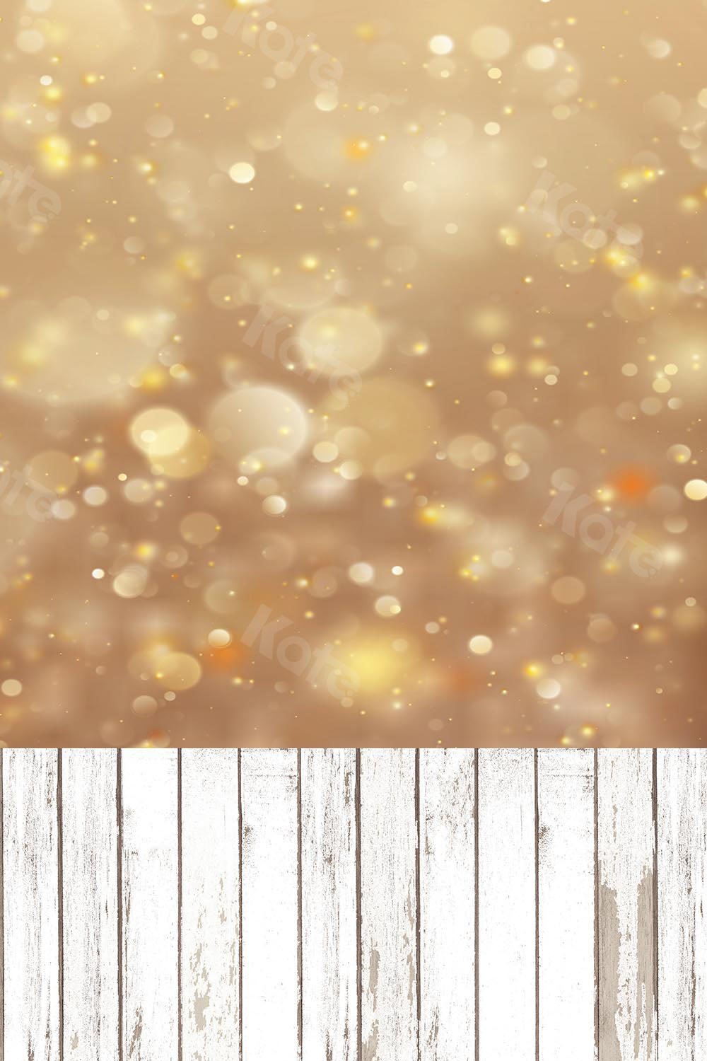 Kate Kombibackdrop Goldenes Bokeh schäbiges weißes Holz Hintergrund - Kate Backdrop.de