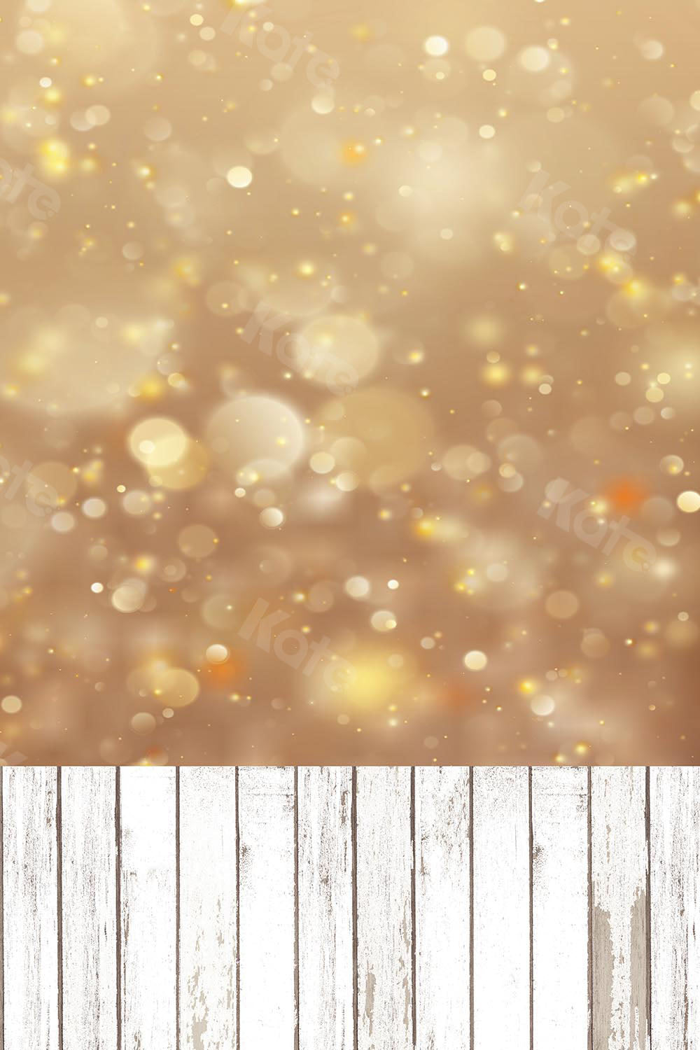 Kate Kombibackdrop Goldenes Bokeh schäbiges weißes Holz Hintergrund - Kate Backdrop.de