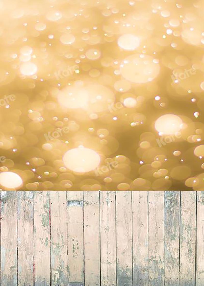 Kate Kombibackdrop goldenes Bokeh Hochzeit schäbiges Holz Hintergrund - Kate Backdrop.de
