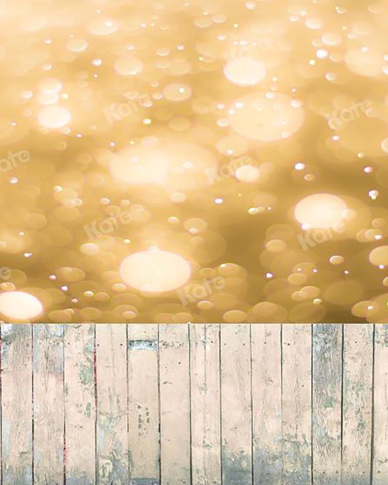 Kate Kombibackdrop goldenes Bokeh Hochzeit schäbiges Holz Hintergrund - Kate Backdrop.de