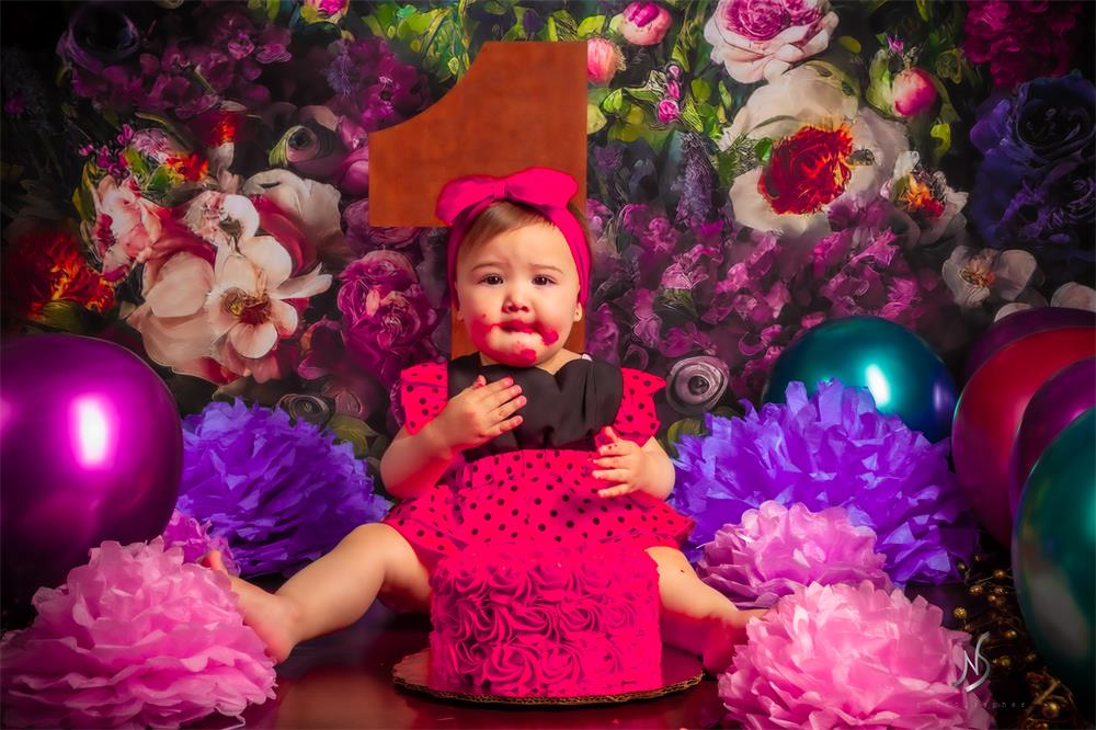 Kate Fine Art Oil Painterly floral Dark Teal Hintergrund von Mini MakeBelieve - Kate Backdrop.de