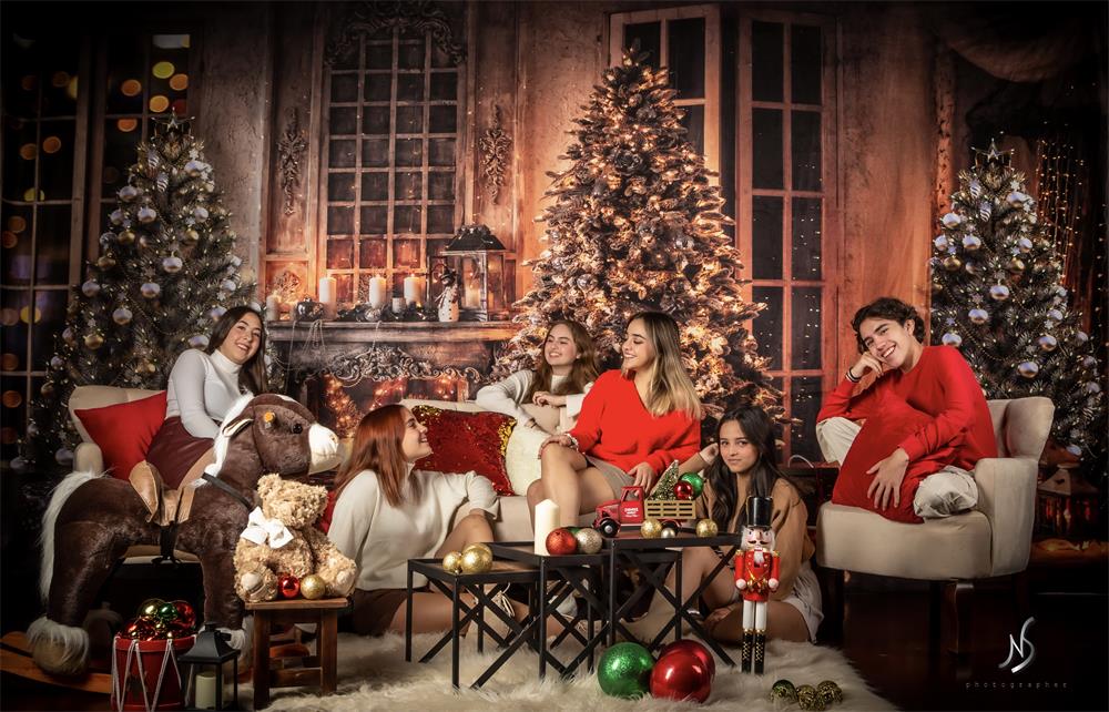 Kate Weihnachten Zimmer Hintergrund Bäume Kamin von Chain Photography - Kate Backdrop.de